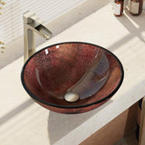 Rene 17" Round Glass Bathroom Sink, Multi-Color, with Faucet, R5-5014-R9-7007-BN - The Sink Boutique