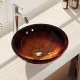 Rene 17" Round Glass Bathroom Sink, Fiery Red, with Faucet, R5-5018-R9-7001-C - The Sink Boutique