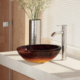 Rene 17" Round Glass Bathroom Sink, Fiery Red, with Faucet, R5-5018-R9-7001-C - The Sink Boutique