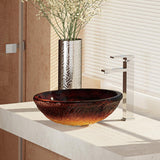 Rene 17" Round Glass Bathroom Sink, Fiery Red, with Faucet, R5-5018-R9-7003-C - The Sink Boutique