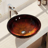 Rene 17" Round Glass Bathroom Sink, Fiery Red, with Faucet, R5-5018-R9-7006-C - The Sink Boutique