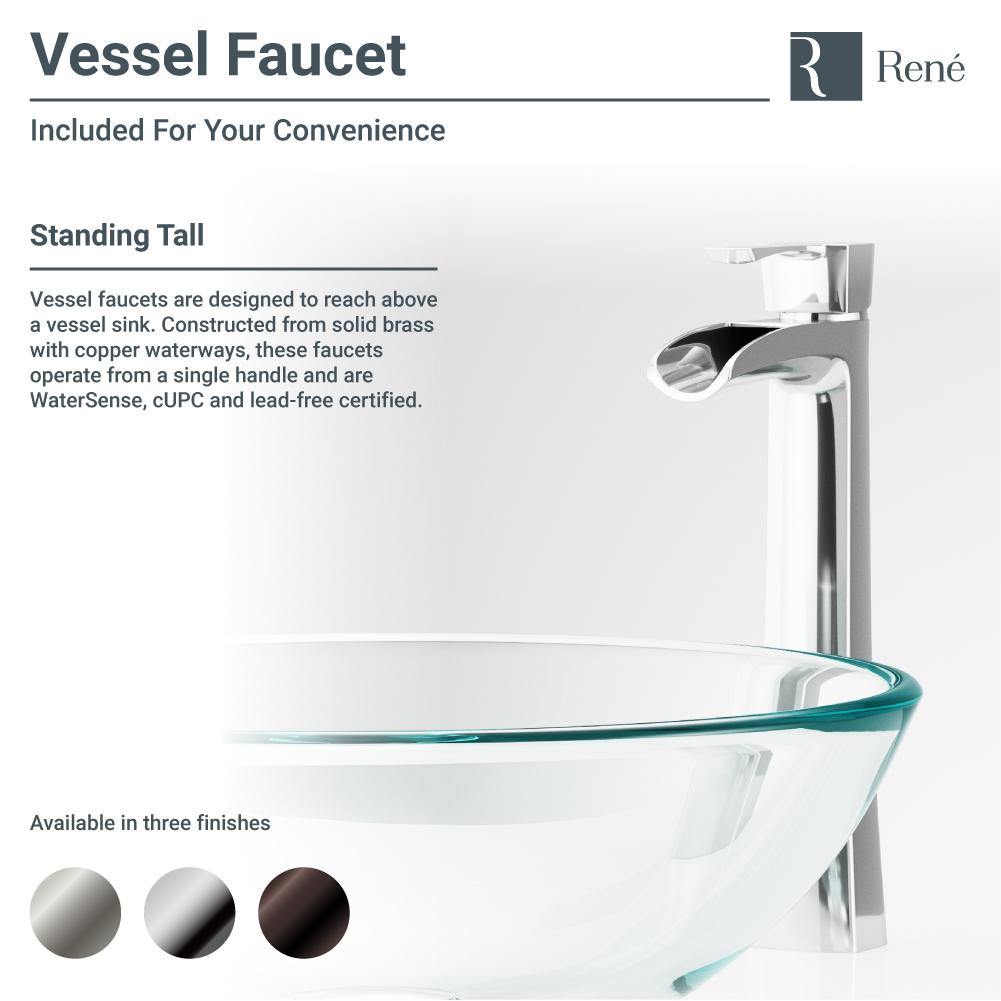 Rene 17" Round Glass Bathroom Sink, Fiery Red, with Faucet, R5-5018-R9-7007-C - The Sink Boutique