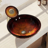 Rene 17" Round Glass Bathroom Sink, Fiery Red, with Faucet, R5-5018-WF-BN - The Sink Boutique