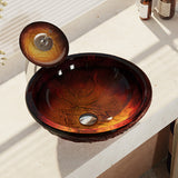 Rene 17" Round Glass Bathroom Sink, Fiery Red, with Faucet, R5-5018-WF-C - The Sink Boutique