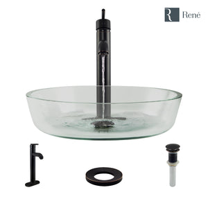 Alternate Image for Rene 17" Round Glass Bathroom Sink, Crystal, with Faucet, R5-5024-R9-7001-ABR