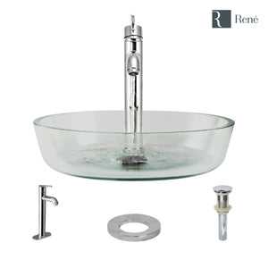 Alternate Image for Rene 17" Round Glass Bathroom Sink, Crystal, with Faucet, R5-5024-R9-7001-C