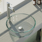 Rene 17" Round Glass Bathroom Sink, Crystal, with Faucet, R5-5024-R9-7001-C - The Sink Boutique