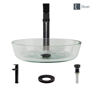 Alternate Image for Rene 17" Round Glass Bathroom Sink, Crystal, with Faucet, R5-5024-R9-7003-ABR