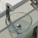 Rene 17" Round Glass Bathroom Sink, Crystal, with Faucet, R5-5024-R9-7003-ABR - The Sink Boutique