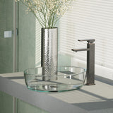Rene 17" Round Glass Bathroom Sink, Crystal, with Faucet, R5-5024-R9-7003-ABR - The Sink Boutique