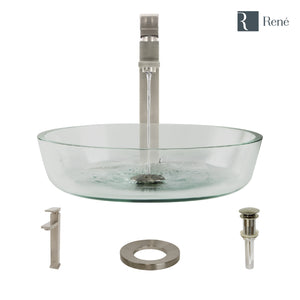 Alternate Image for Rene 17" Round Glass Bathroom Sink, Crystal, with Faucet, R5-5024-R9-7003-BN