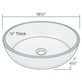 Rene 17" Round Glass Bathroom Sink, Crystal, with Faucet, R5-5024-R9-7003-BN - The Sink Boutique