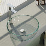 Rene 17" Round Glass Bathroom Sink, Crystal, with Faucet, R5-5024-R9-7003-C - The Sink Boutique