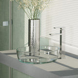 Rene 17" Round Glass Bathroom Sink, Crystal, with Faucet, R5-5024-R9-7003-C - The Sink Boutique