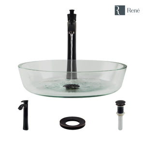 Alternate Image for Rene 17" Round Glass Bathroom Sink, Crystal, with Faucet, R5-5024-R9-7006-ABR