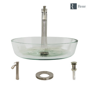 Alternate Image for Rene 17" Round Glass Bathroom Sink, Crystal, with Faucet, R5-5024-R9-7006-BN