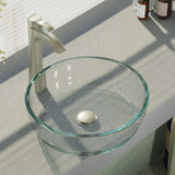 Rene 17" Round Glass Bathroom Sink, Crystal, with Faucet, R5-5024-R9-7006-BN - The Sink Boutique