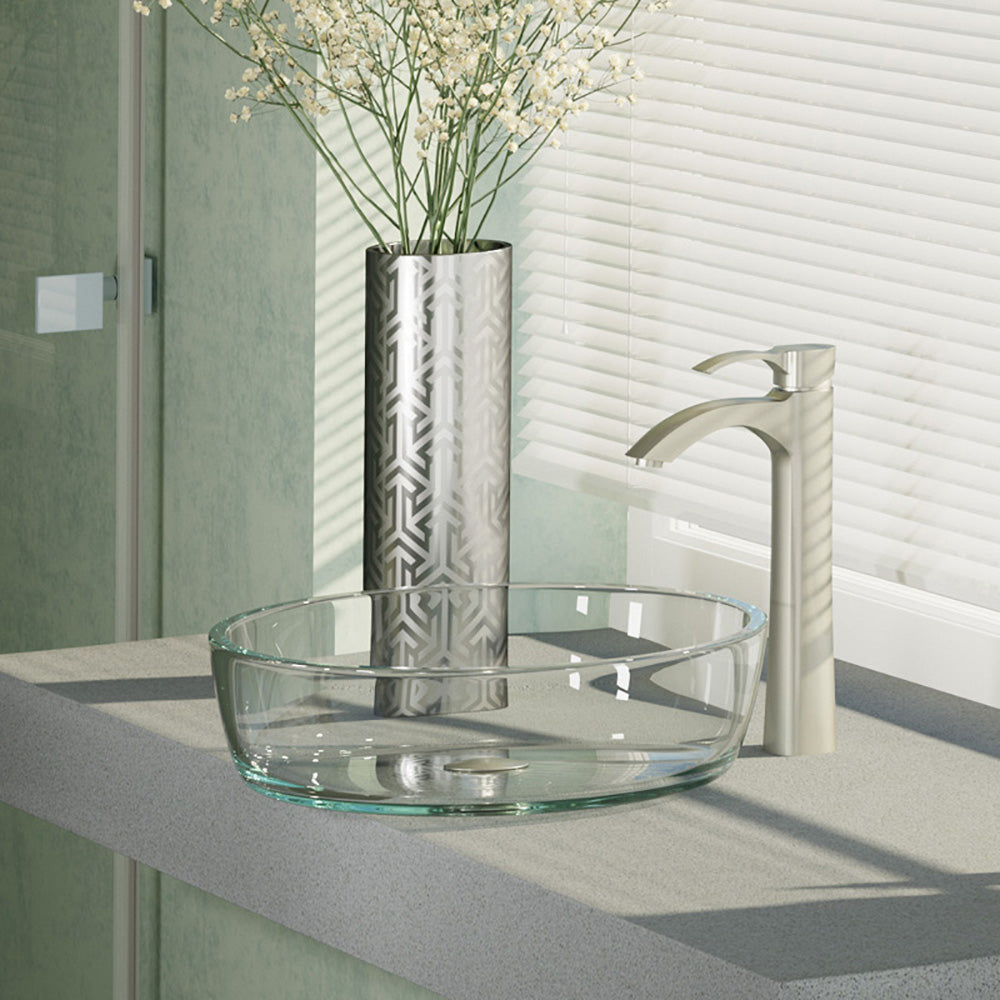 Alternate Image for Rene 17" Round Glass Bathroom Sink, Crystal, with Faucet, R5-5024-R9-7006-BN