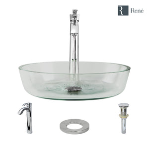 Alternate Image for Rene 17" Round Glass Bathroom Sink, Crystal, with Faucet, R5-5024-R9-7006-C