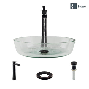 Alternate Image for Rene 17" Round Glass Bathroom Sink, Crystal, with Faucet, R5-5024-R9-7007-ABR
