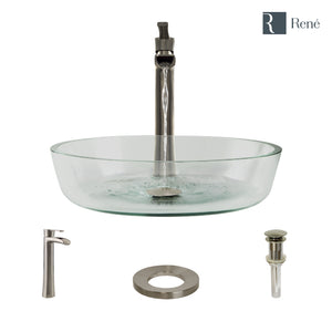 Alternate Image for Rene 17" Round Glass Bathroom Sink, Crystal, with Faucet, R5-5024-R9-7007-BN