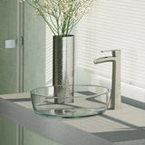 Rene 17" Round Glass Bathroom Sink, Crystal, with Faucet, R5-5024-R9-7007-BN - The Sink Boutique
