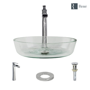 Alternate Image for Rene 17" Round Glass Bathroom Sink, Crystal, with Faucet, R5-5024-R9-7007-C