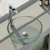 Rene 17" Round Glass Bathroom Sink, Crystal, with Faucet, R5-5024-R9-7007-C - The Sink Boutique