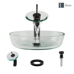 Alternate Image for Rene 17" Round Glass Bathroom Sink, Crystal, with Faucet, R5-5024-WF-ABR