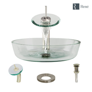 Alternate Image for Rene 17" Round Glass Bathroom Sink, Crystal, with Faucet, R5-5024-WF-BN