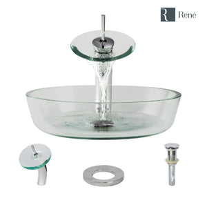 Alternate Image for Rene 17" Round Glass Bathroom Sink, Crystal, with Faucet, R5-5024-WF-C