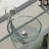 Rene 17" Round Glass Bathroom Sink, Crystal, with Faucet, R5-5024-WF-C - The Sink Boutique
