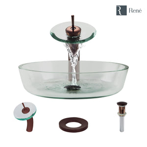 Alternate Image for Rene 17" Round Glass Bathroom Sink, Crystal, with Faucet, R5-5024-WF-ORB