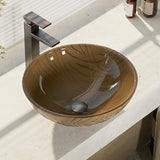 Rene 17" Round Glass Bathroom Sink, Beach Sand, with Faucet, R5-5025-R9-7003-ABR - The Sink Boutique