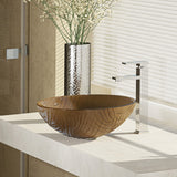 Rene 17" Round Glass Bathroom Sink, Beach Sand, with Faucet, R5-5025-R9-7003-C - The Sink Boutique