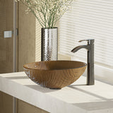 Rene 17" Round Glass Bathroom Sink, Beach Sand, with Faucet, R5-5025-R9-7006-ABR - The Sink Boutique