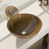Rene 17" Round Glass Bathroom Sink, Beach Sand, with Faucet, R5-5025-WF-BN - The Sink Boutique