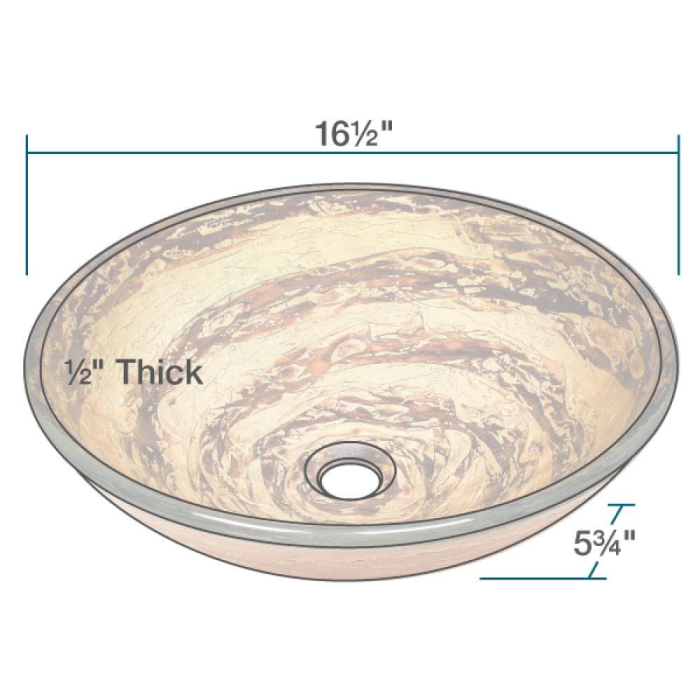 Rene 17" Round Glass Bathroom Sink, Golden and auburn, with Faucet, R5-5029-R9-7001-C - The Sink Boutique