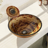 Rene 17" Round Glass Bathroom Sink, Golden and auburn, with Faucet, R5-5029-WF-ABR - The Sink Boutique