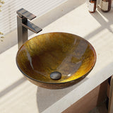 Rene 17" Round Glass Bathroom Sink, Bronze, with Faucet, R5-5030-R9-7003-ABR - The Sink Boutique