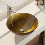 Rene 17" Round Glass Bathroom Sink, Bronze, with Faucet, R5-5030-R9-7003-BN - The Sink Boutique