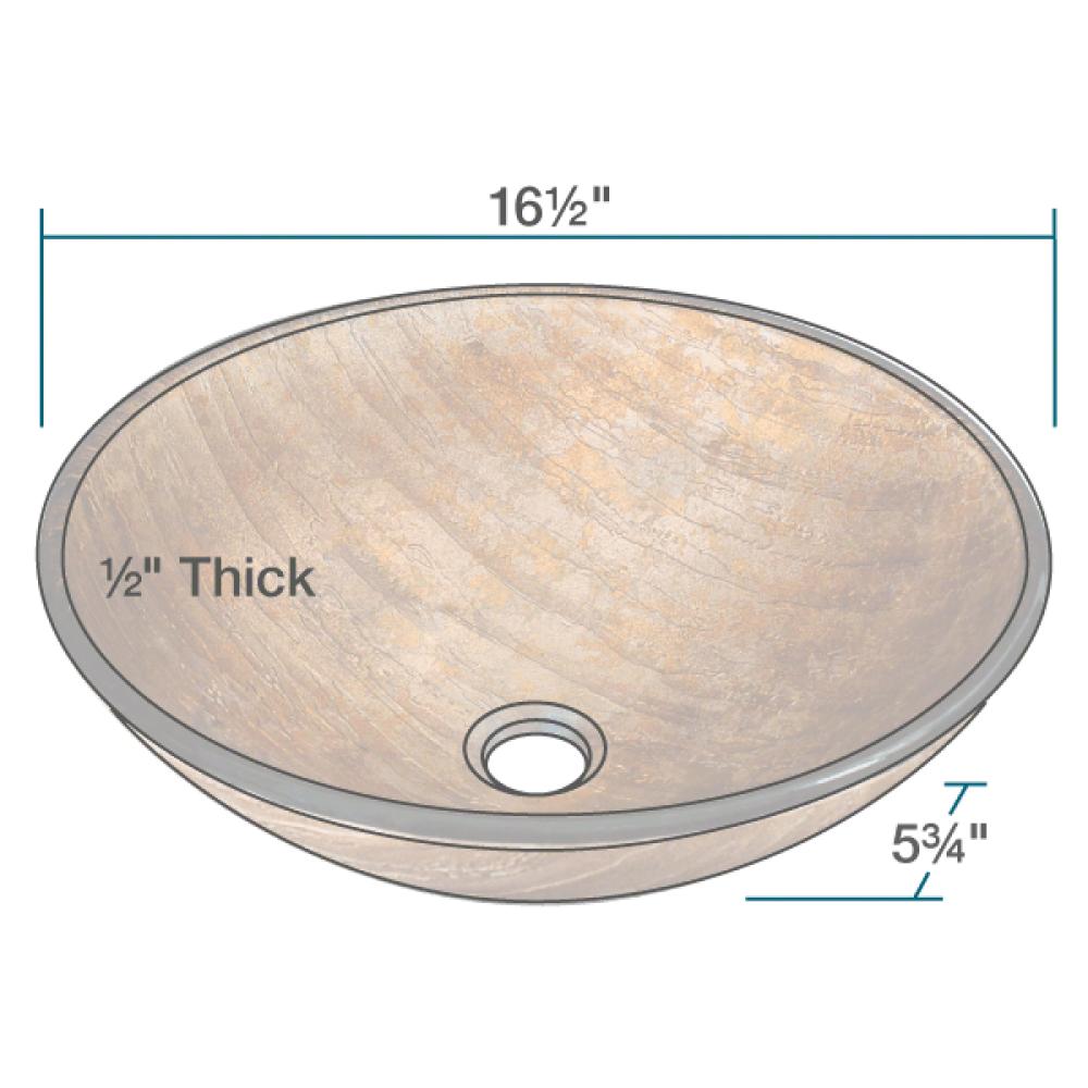 Rene 17" Round Glass Bathroom Sink, Bronze, with Faucet, R5-5030-R9-7003-BN - The Sink Boutique