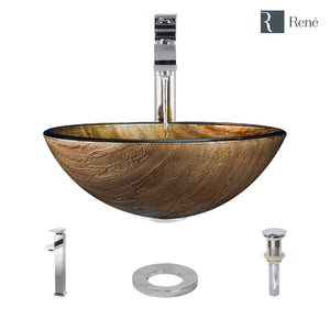Alternate Image for Rene 17" Round Glass Bathroom Sink, Bronze, with Faucet, R5-5030-R9-7003-C