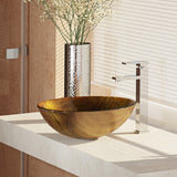 Rene 17" Round Glass Bathroom Sink, Bronze, with Faucet, R5-5030-R9-7003-C - The Sink Boutique