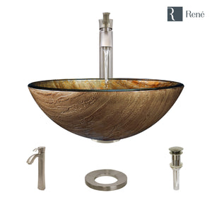 Alternate Image for Rene 17" Round Glass Bathroom Sink, Bronze, with Faucet, R5-5030-R9-7006-BN
