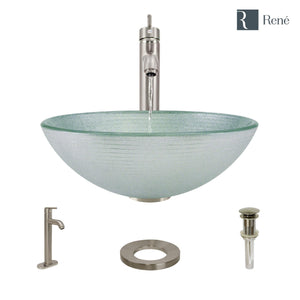 Alternate Image for Rene 17" Round Glass Bathroom Sink, Sparkling Silver, with Faucet, R5-5034-R9-7001-BN