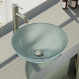 Rene 17" Round Glass Bathroom Sink, Sparkling Silver, with Faucet, R5-5034-R9-7001-BN - The Sink Boutique