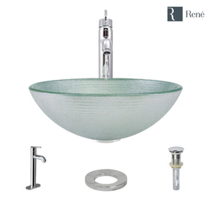 Alternate Image for Rene 17" Round Glass Bathroom Sink, Sparkling Silver, with Faucet, R5-5034-R9-7001-C