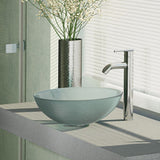 Rene 17" Round Glass Bathroom Sink, Sparkling Silver, with Faucet, R5-5034-R9-7001-C - The Sink Boutique
