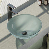 Rene 17" Round Glass Bathroom Sink, Sparkling Silver, with Faucet, R5-5034-R9-7003-ABR - The Sink Boutique